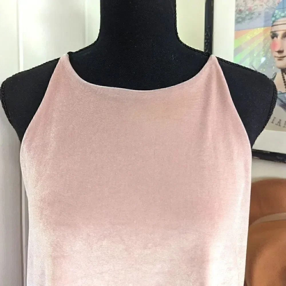 Aqua Sleeveless Rose Quartz Pink Velvet Top M Fairy Coquette Girl Whimsigoth